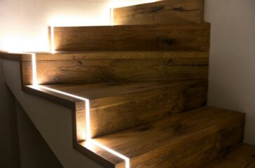 LED Strip Installation on Wooden Stairs