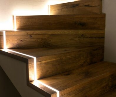 LED Strip Installation on Wooden Stairs