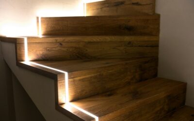 LED Strip Installation on Wooden Stairs